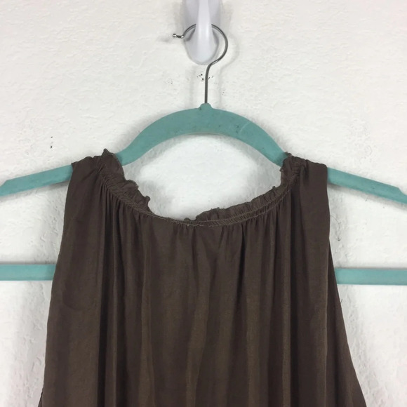 Zara Empire Waist Brown Satin Open Back Slit Maxi Dress Size XS - Picture 5 of 16